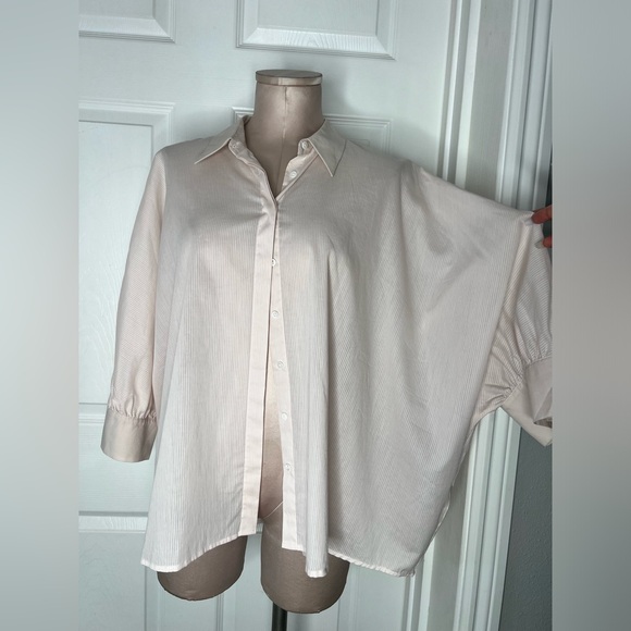 Hana San Striped Button Down Blouson Sz 40 - Picture 2 of 8